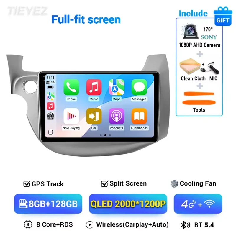 Android 15 Car Radio For Honda Fit Jazz 2008-2013 2din Android 12 Carplay Multimidia Video Player Navigation GPS Head Unit