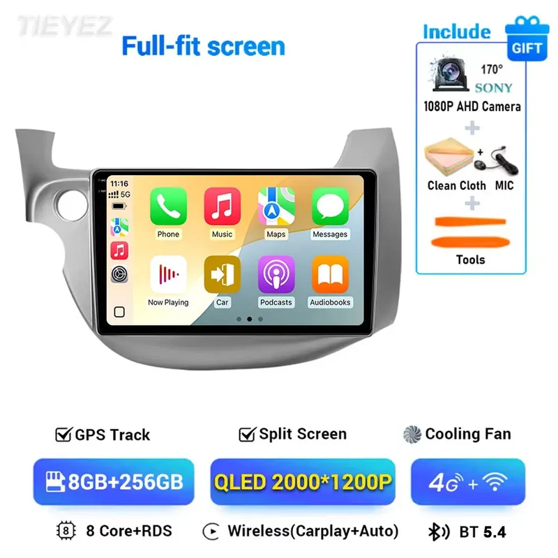 Android 15 Car Radio For Honda Fit Jazz 2008-2013 2din Android 12 Carplay Multimidia Video Player Navigation GPS Head Unit