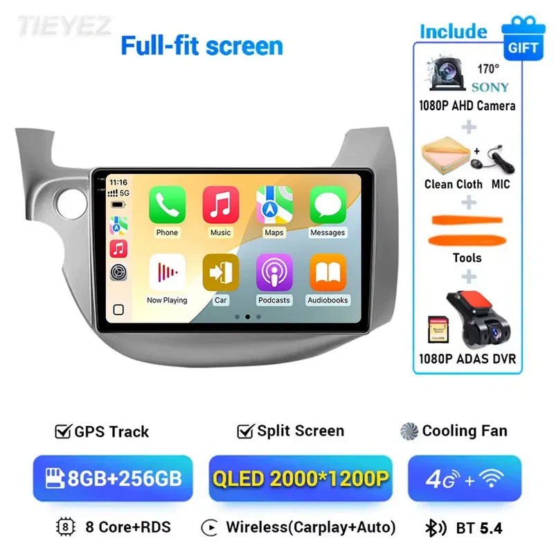 Android 15 Car Radio For Honda Fit Jazz 2008-2013 2din Android 12 Carplay Multimidia Video Player Navigation GPS Head Unit
