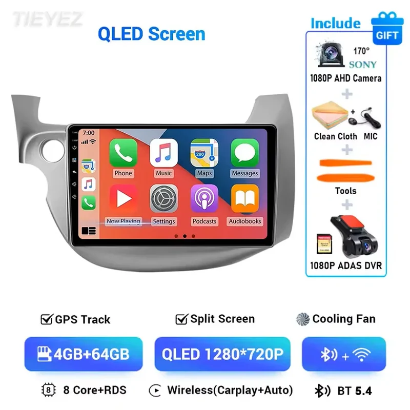 Android 15 Car Radio For Honda Fit Jazz 2008-2013 2din Android 12 Carplay Multimidia Video Player Navigation GPS Head Unit