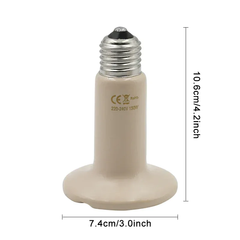 1pc Pet Reptile Heating Lamp 220V Far Infrared Ceramic Emitter Heat Lamps Pet Reptile Lamp 25W 50W 75W 100W 150W 200W Lamp