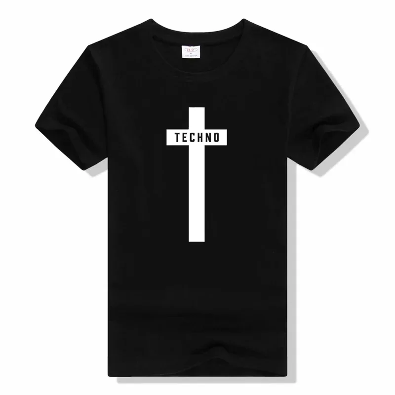 Funny T shirt men Tops Techno T-Shirt Sexy Techno Hub 2 Letter Print Cotton Sleeve Humor Style tshirt Techno short sleeve tshirt