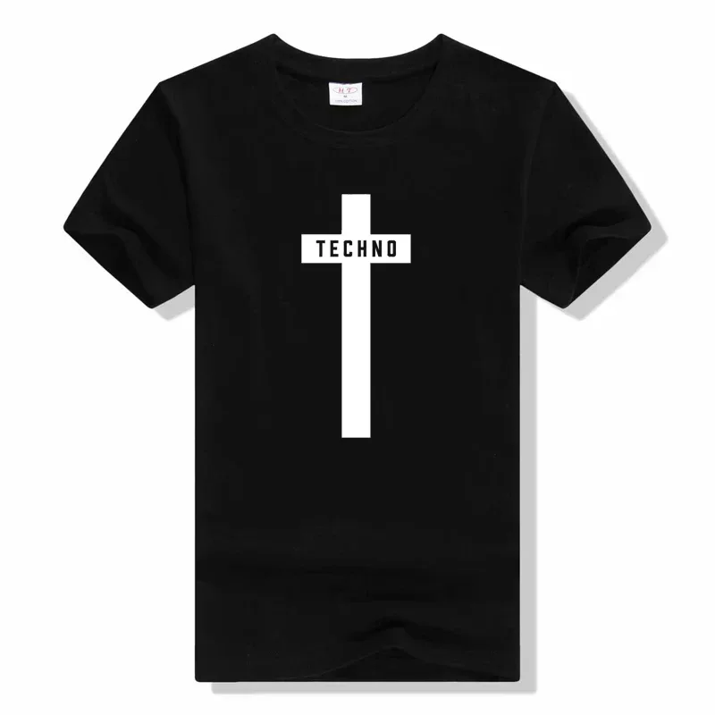 Funny T shirt men Tops Techno T-Shirt Sexy Techno Hub 2 Letter Print Cotton Sleeve Humor Style tshirt Techno short sleeve tshirt