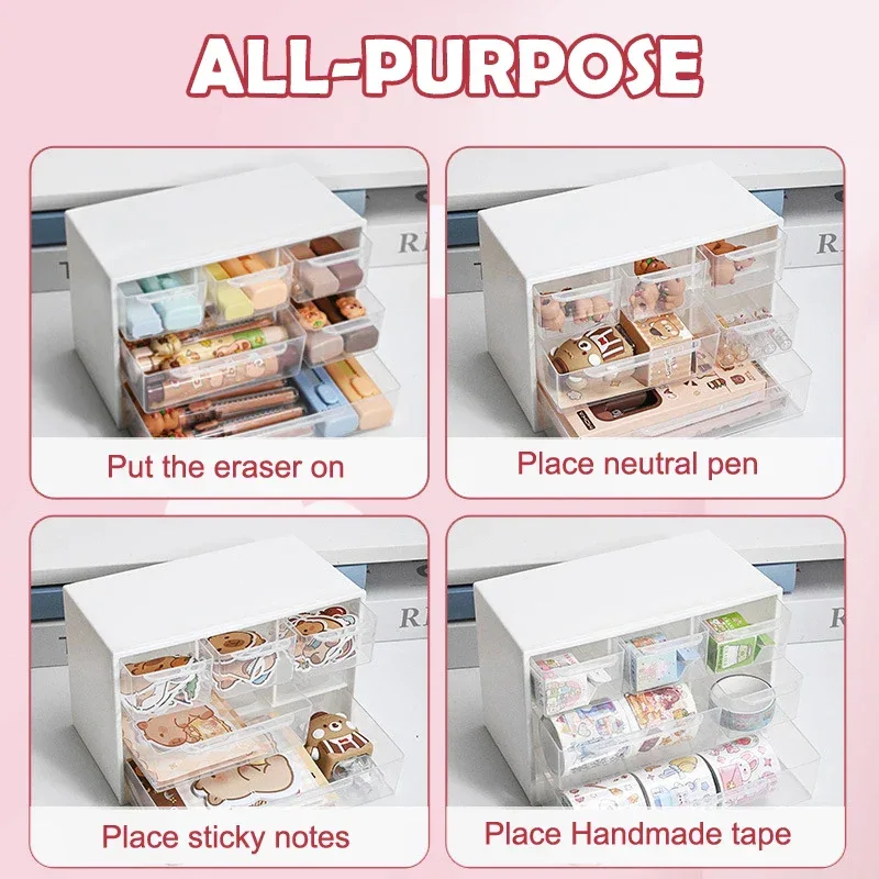 Large Capacity Dustproof Multi-layer Desktop Storage Box Organizing Box Multifunctional Transparent Six Grid Drawer Storage Box