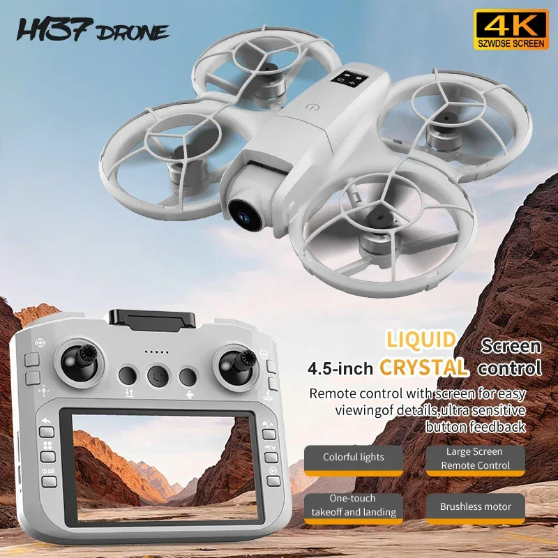 H137 PRO RC Drone 4K Professional HD Aerial 180° Dual Camera Photography Brushless Screen Remote Control Aircraft Quadcopter Toy