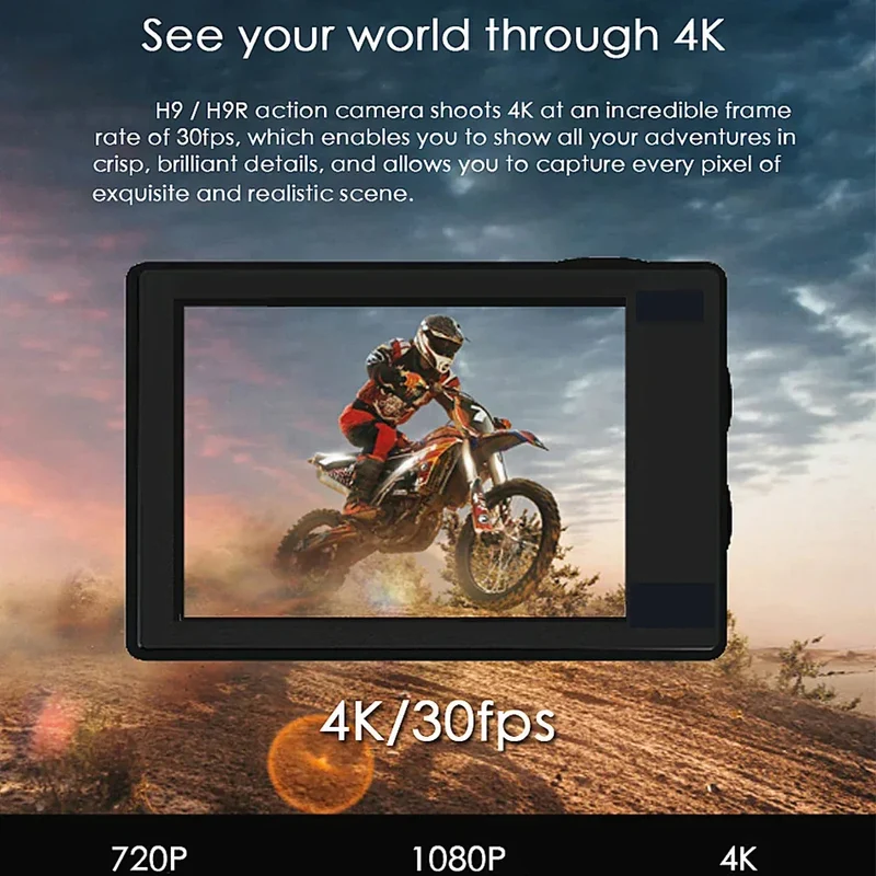 Ultra HD 4K Action Camera H9R WiFi 12MP 2" LCD 30M Waterproof 170D Remote Control Helmet Bicycle Video Camera Outdoor Sport Cam