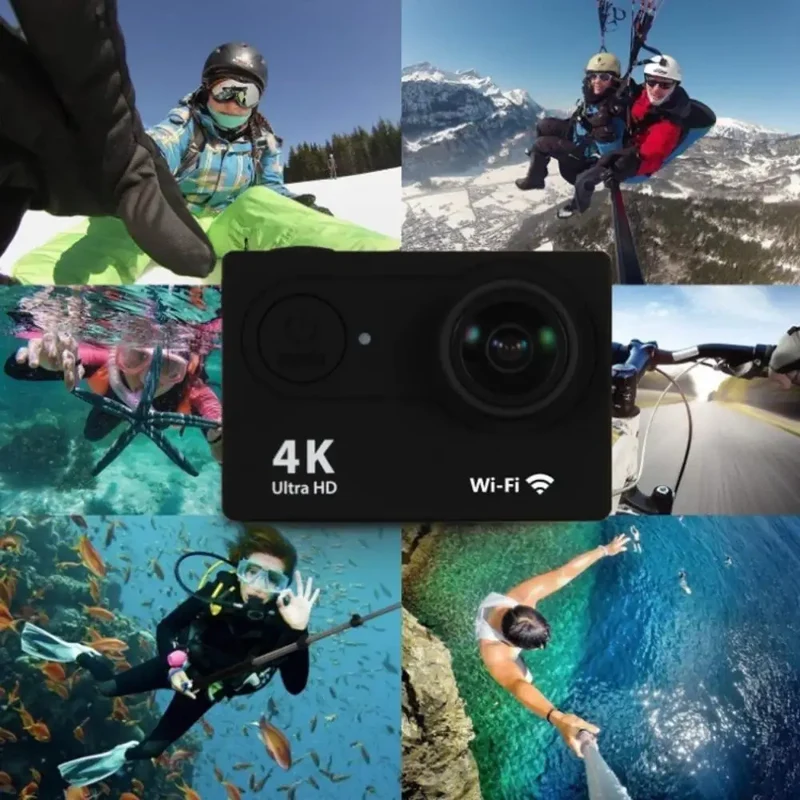 Ultra HD 4K Action Camera H9R WiFi 12MP 2" LCD 30M Waterproof 170D Remote Control Helmet Bicycle Video Camera Outdoor Sport Cam