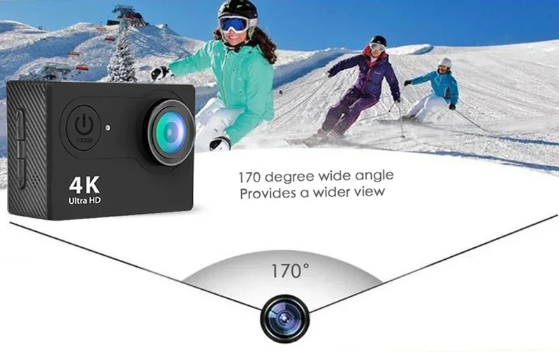 Ultra HD 4K Action Camera H9R WiFi 12MP 2" LCD 30M Waterproof 170D Remote Control Helmet Bicycle Video Camera Outdoor Sport Cam