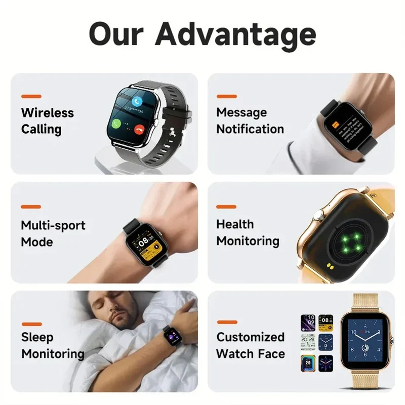Smart Watch For Android IOS Watches 1.83inch HD Display Bluetooth Call Message Alert Music Sports Mode Smartwatch Men Women Gift