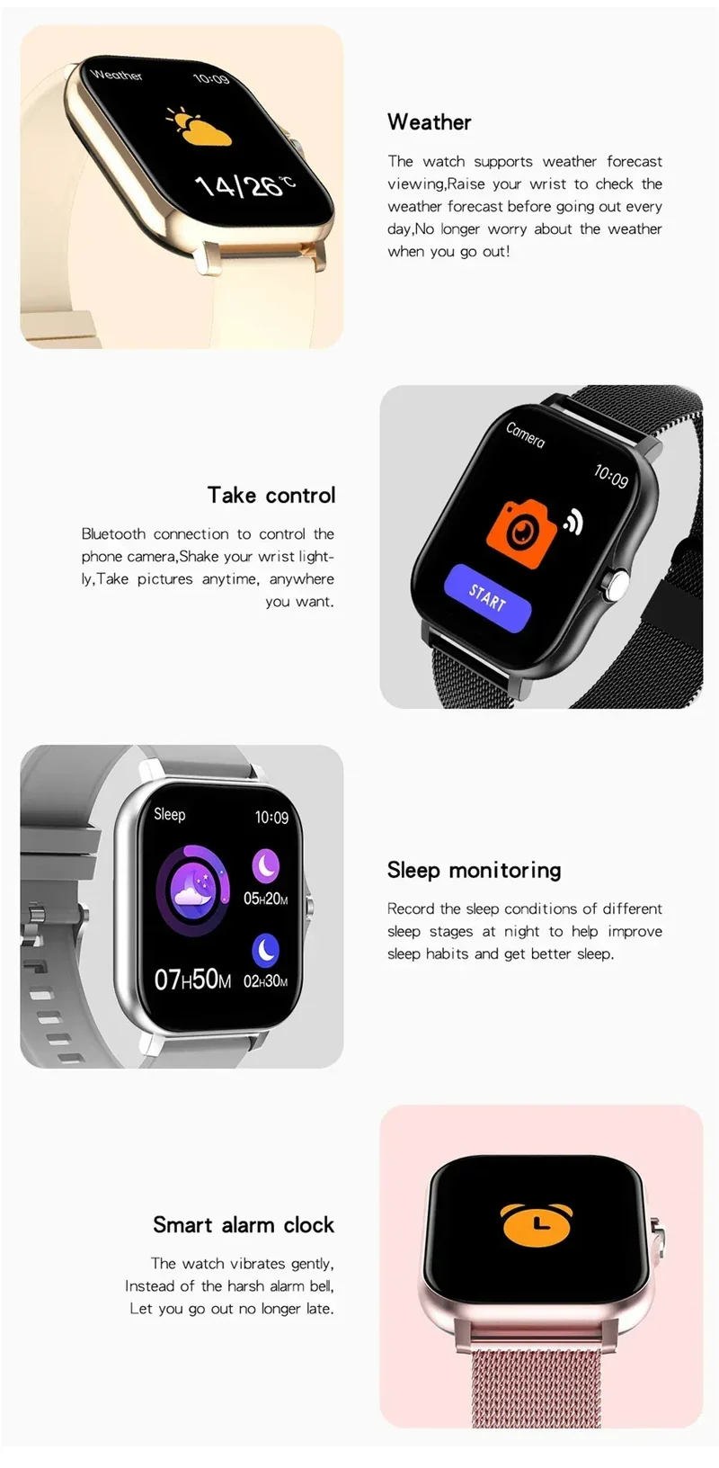 Smart Watch For Android IOS Watches 1.83inch HD Display Bluetooth Call Message Alert Music Sports Mode Smartwatch Men Women Gift