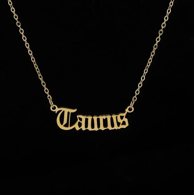 Stainless Steel 12 Zodiac Constellation Necklaces Letter Aquarius Aries Gemini Pisces Leo Sagittarius Pendant Necklace for Women