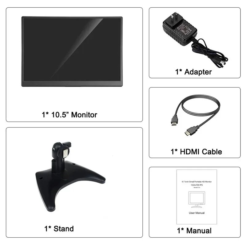 10.5 Inch CCTV Security Monitor 15:10 TFT LCD Screen 1920*1280 FHD Small TV Computer Display for PC CCTV With HDM VGA Interface