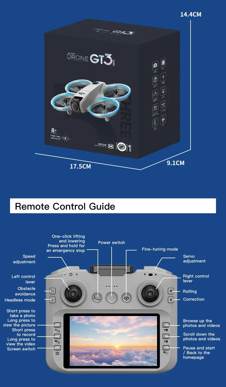 NEW Original GT3 Max Mini Drone 8K GPS Professional HD Aerial Photography Remote Control Aircraft HD Dual Camera Quadcopter Toy