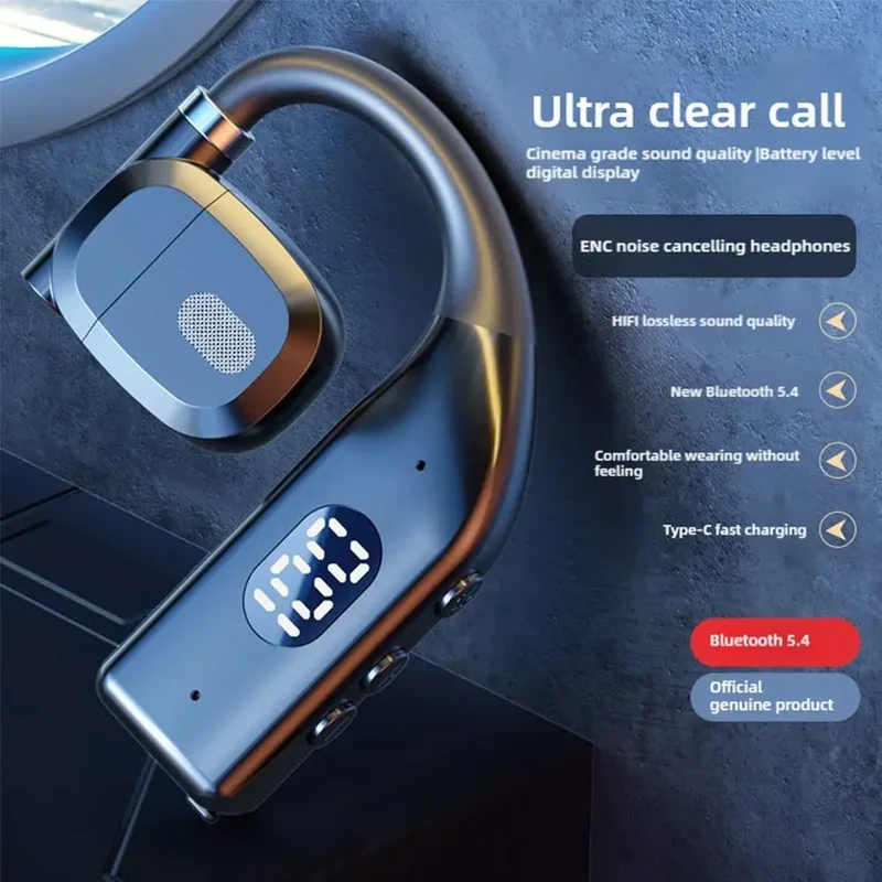 Wireless Bluetooth Headphones Bluetooth Headset With Led Display Right Ear In Ear Earphones Noise Canceling Headset For Driving