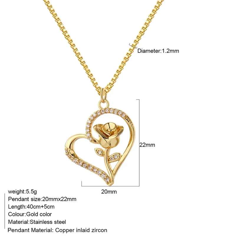Bohemian Heart Animals Necklace for Women Cute Heart Punk Motocycle Pendant Gold Color Stainless Steel Long Chain Collars Neck