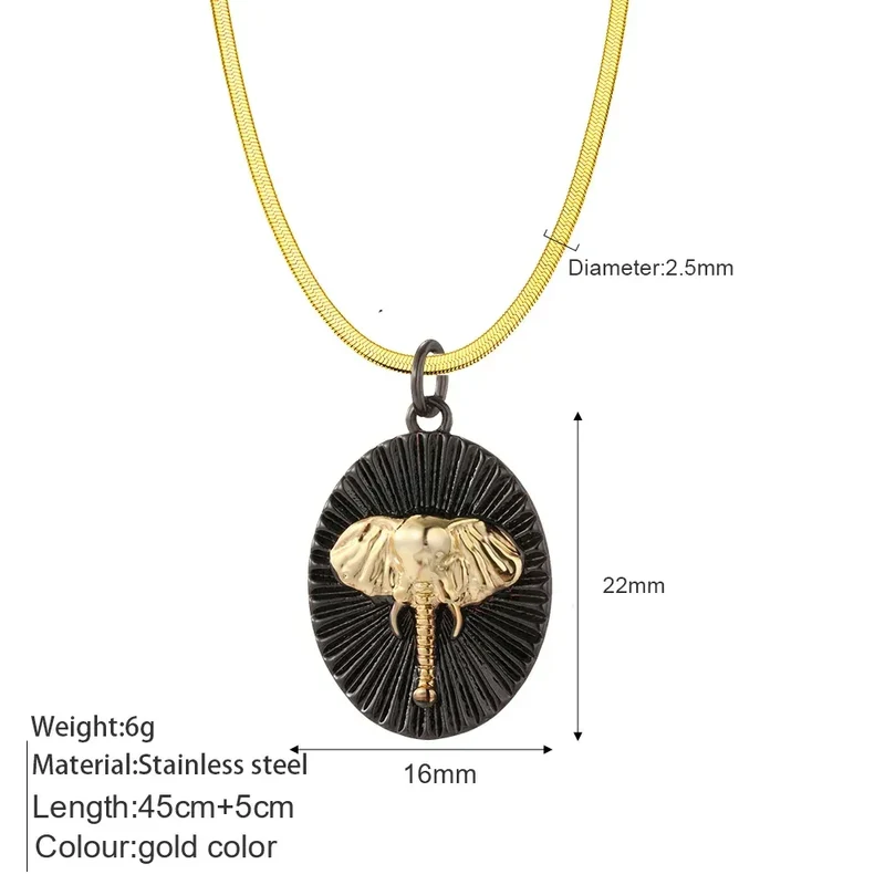 Bohemian Heart Animals Necklace for Women Cute Heart Punk Motocycle Pendant Gold Color Stainless Steel Long Chain Collars Neck