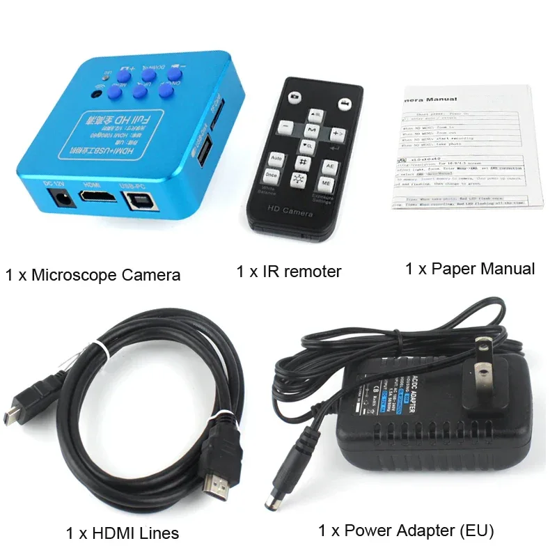 55MP 48MP 4K 1080P HDMI USB Video Microscope Camera 1-130X Infinitely Far C Mount Lens LED Light for Digital Image Acquisition