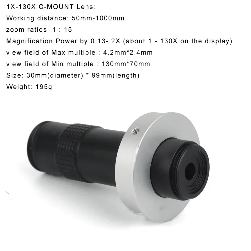 55MP 48MP 4K 1080P HDMI USB Video Microscope Camera 1-130X Infinitely Far C Mount Lens LED Light for Digital Image Acquisition