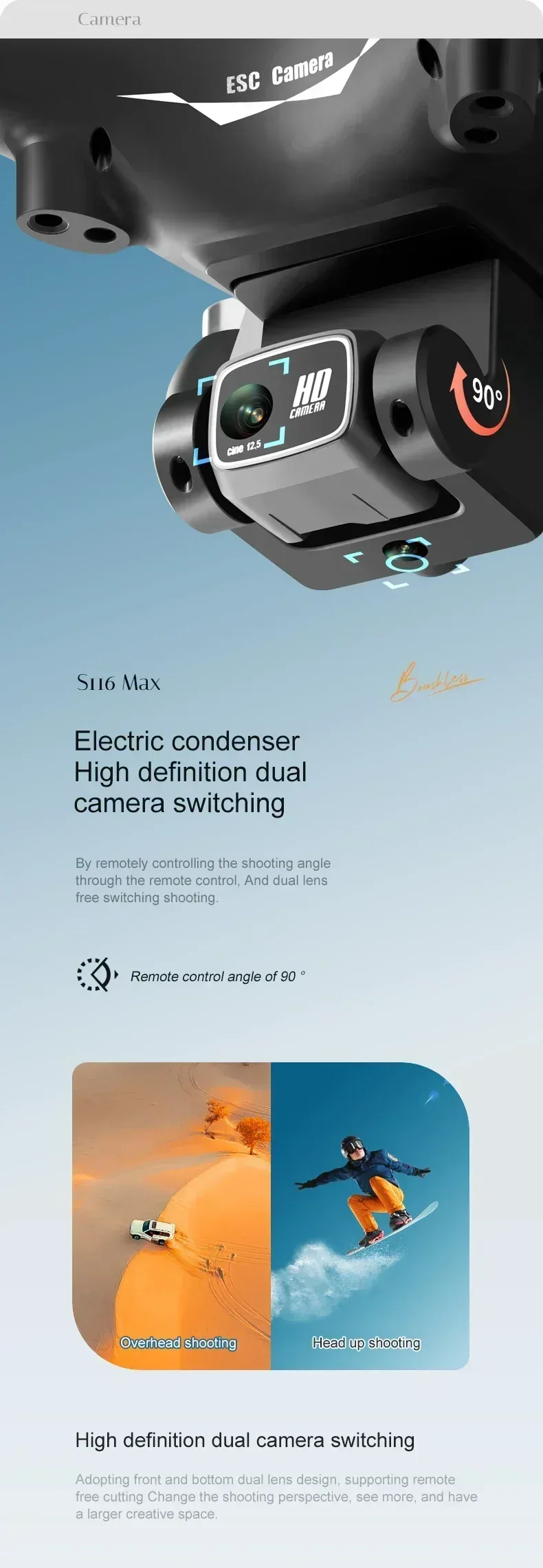 S116 MAX FPV Drone Triple Battery Dual 8K HD Cameras Optical Flow Positioning WIFI Real-Time Transmission 360° Smart Avoidance