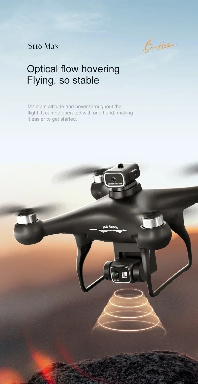S116 MAX FPV Drone Triple Battery Dual 8K HD Cameras Optical Flow Positioning WIFI Real-Time Transmission 360° Smart Avoidance
