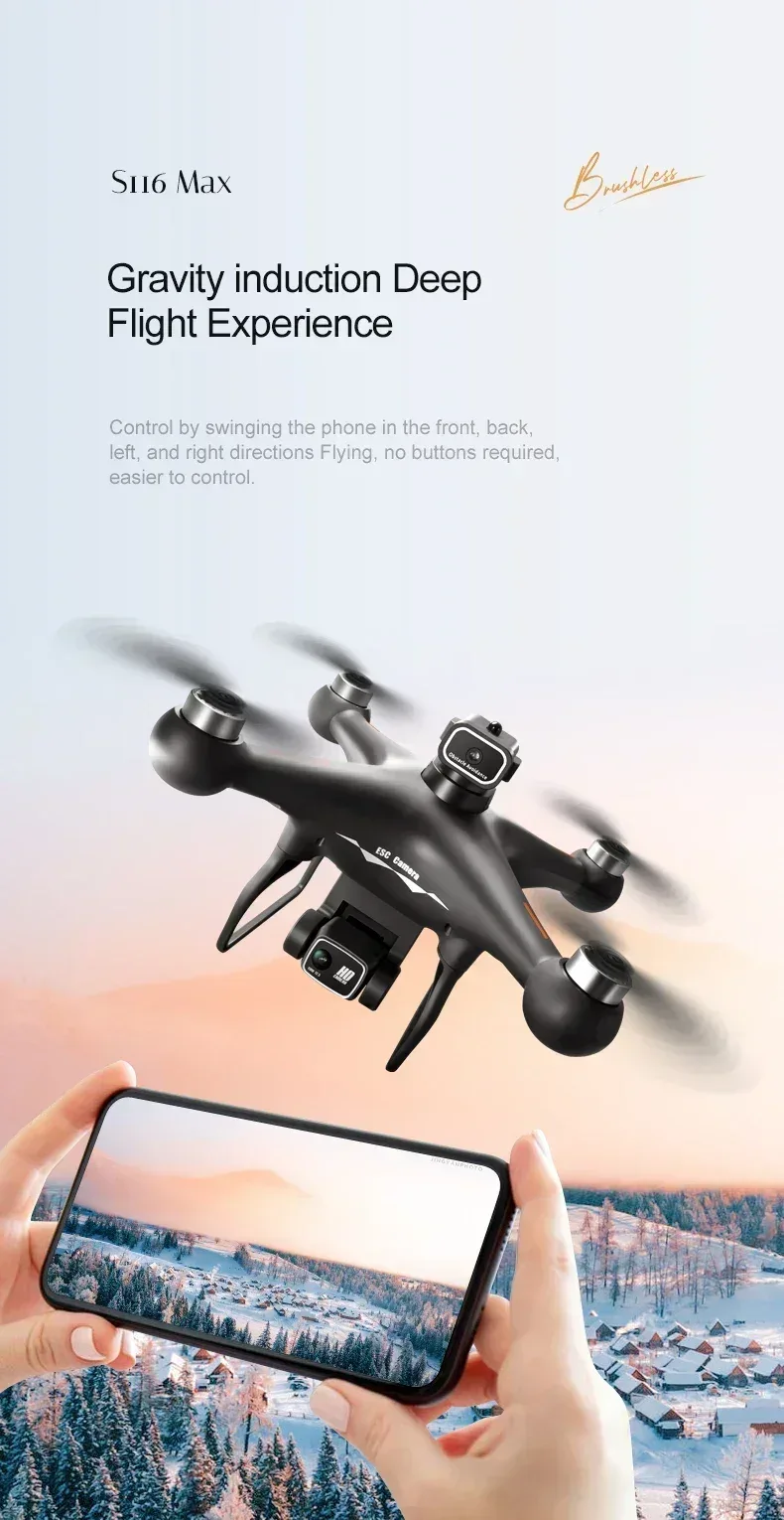 S116 MAX FPV Drone Triple Battery Dual 8K HD Cameras Optical Flow Positioning WIFI Real-Time Transmission 360° Smart Avoidance