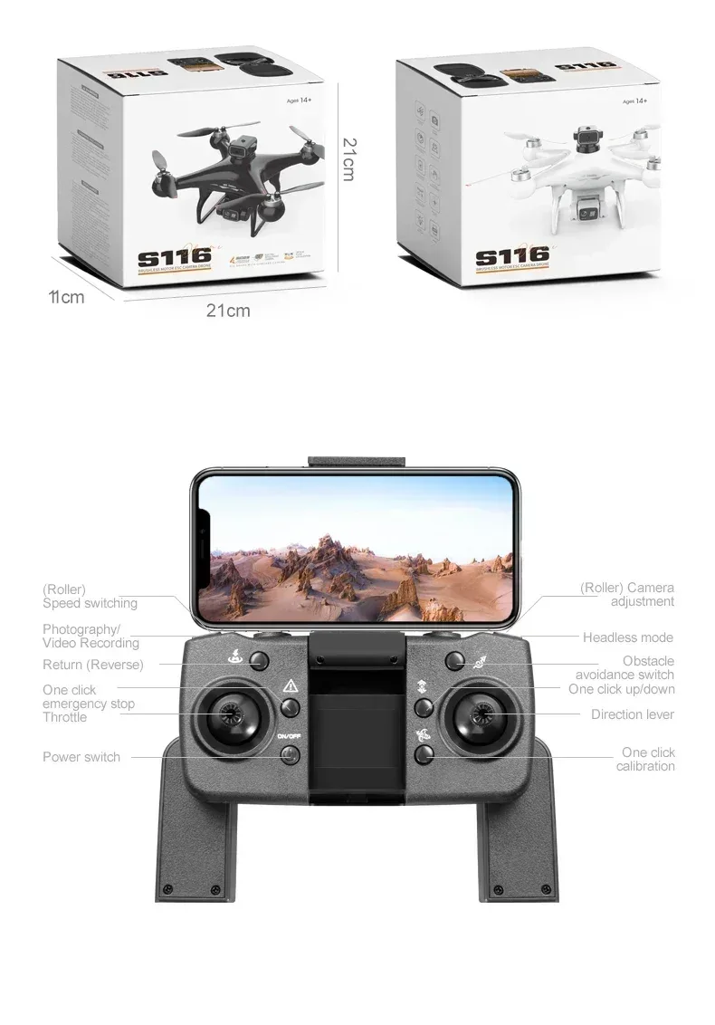 S116 MAX FPV Drone Triple Battery Dual 8K HD Cameras Optical Flow Positioning WIFI Real-Time Transmission 360° Smart Avoidance