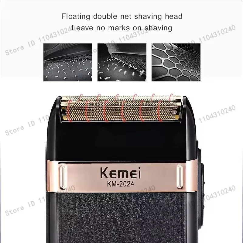 Kemei Men's Electric Hair Trimmer USB Charging Cordless Hair Clipper Reciprocating Twin Blade Beard Shaver KM-2024 KM-034 Kit