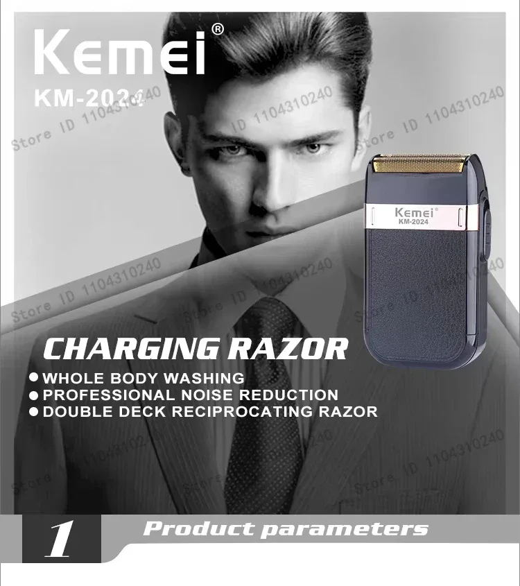 Kemei Men's Electric Hair Trimmer USB Charging Cordless Hair Clipper Reciprocating Twin Blade Beard Shaver KM-2024 KM-034 Kit