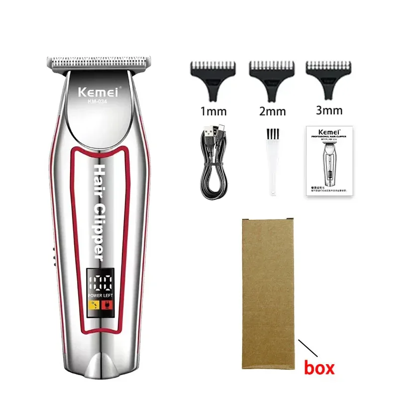 Kemei Men's Electric Hair Trimmer USB Charging Cordless Hair Clipper Reciprocating Twin Blade Beard Shaver KM-2024 KM-034 Kit