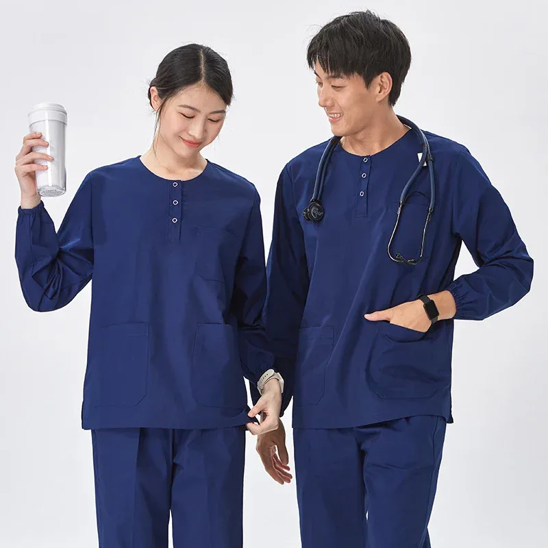 Women Stretch Nursing Uniforms Soft Clinical Scrub Set Quick-Dry Doctor Dust-proof Workwear Medical Scrubs Top+ Pants on Sale