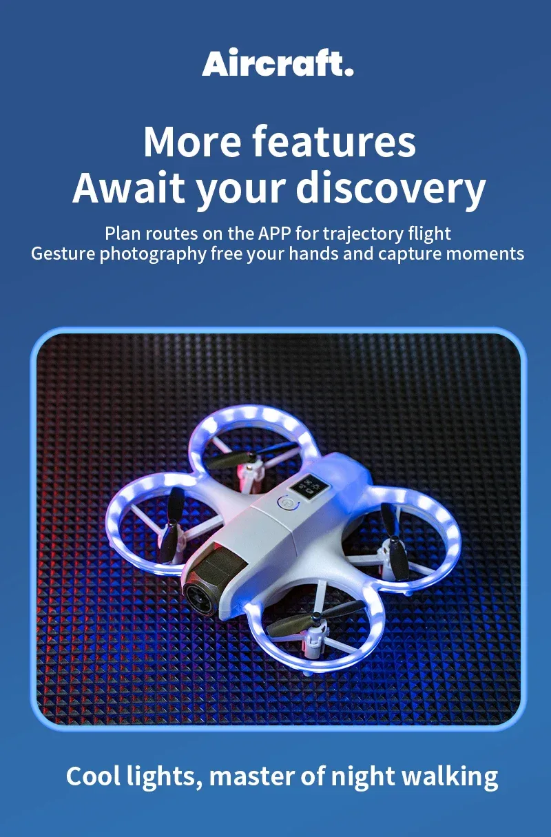 New H135 Mini Drone WIFI FPV Hover Professional 4K Camera Pocket Coloful Lights Dron Rc Plane Foldable Quadcopter RC Toys Gifts