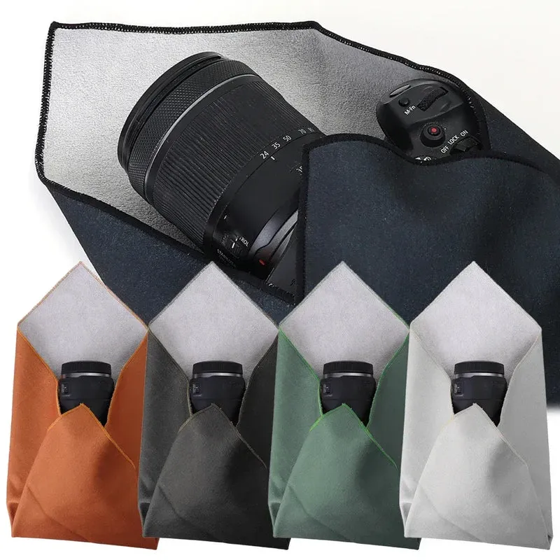 Protective Wrap Soft Cleaning Cloth for Camera Lens Tablet Dustproof Self Adhesive Lens Wrapping Foldable Cloth Camera Bag