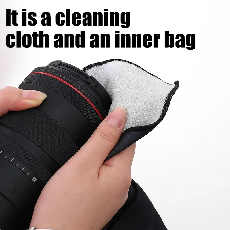 Protective Wrap Soft Cleaning Cloth for Camera Lens Tablet Dustproof Self Adhesive Lens Wrapping Foldable Cloth Camera Bag