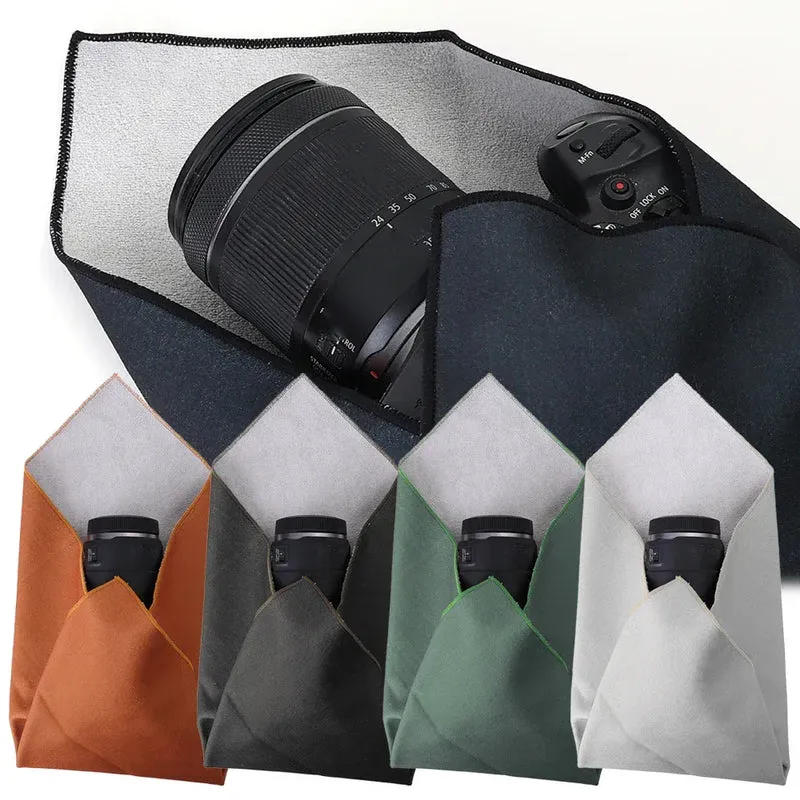 Protective Wrap Soft Cleaning Cloth for Camera Lens Tablet Dustproof Self Adhesive Lens Wrapping Foldable Cloth Camera Bag