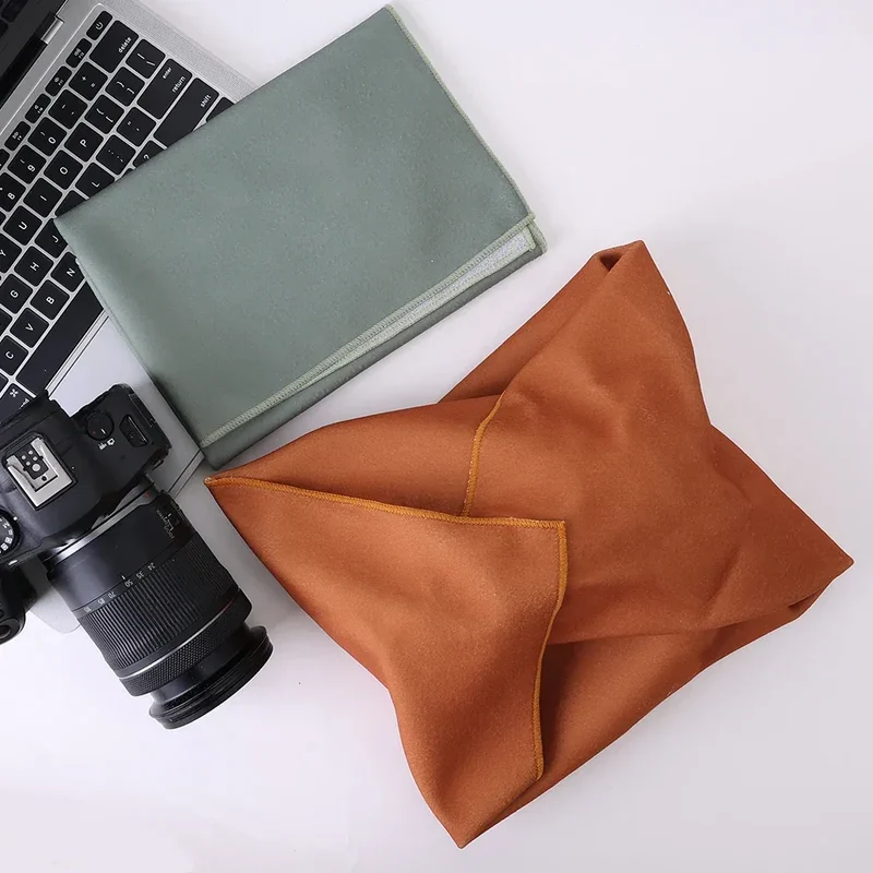 Protective Wrap Soft Cleaning Cloth for Camera Lens Tablet Dustproof Self Adhesive Lens Wrapping Foldable Cloth Camera Bag