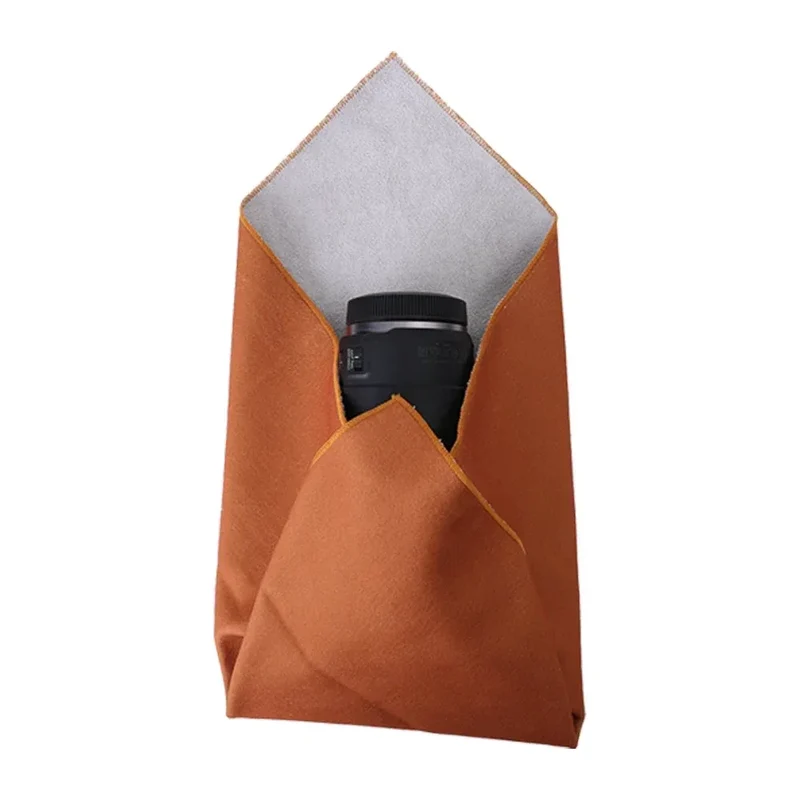 Protective Wrap Soft Cleaning Cloth for Camera Lens Tablet Dustproof Self Adhesive Lens Wrapping Foldable Cloth Camera Bag