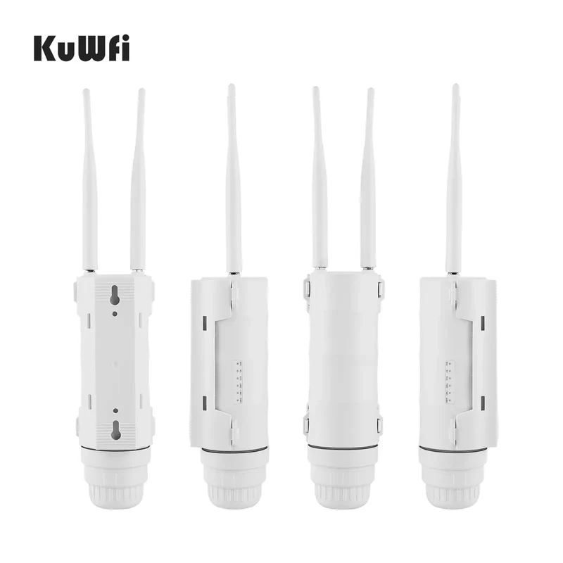 KuWFi 300Mbps Outdoor LTE Router CAT4 4G Router Wireless Wi-Fi Detachable External Antenna WAN LAN Port Support 24V POE 64 Users