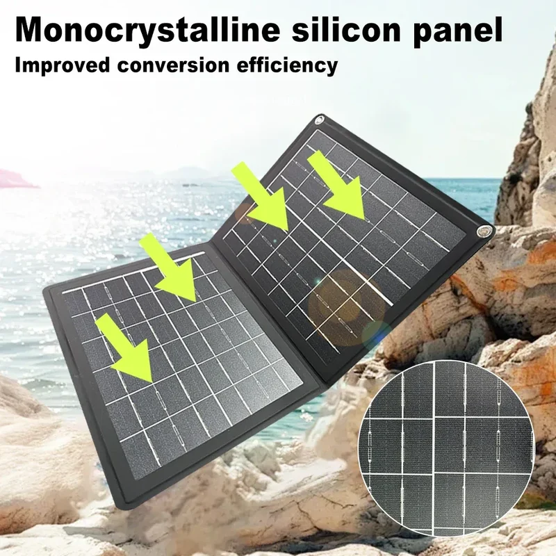 Practical Solar Panel Foldable Power Bank SOECOPO 40W Portable Charge Phone Outdoor Activities USB + Type - C 5V/2.4A Camping