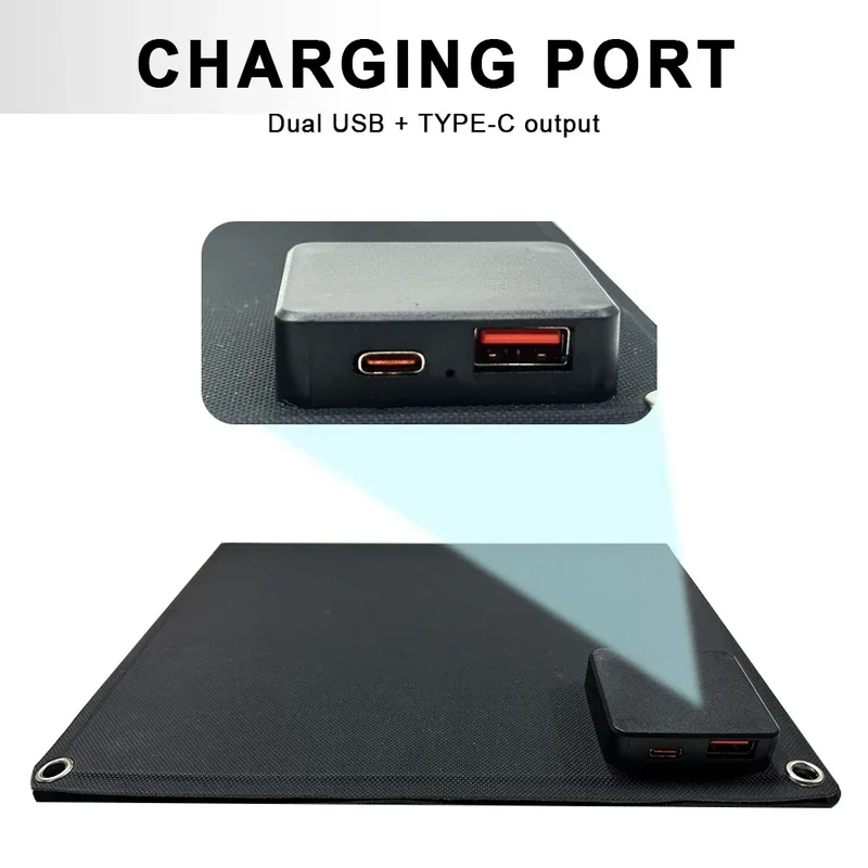 Practical Solar Panel Foldable Power Bank SOECOPO 40W Portable Charge Phone Outdoor Activities USB + Type - C 5V/2.4A Camping