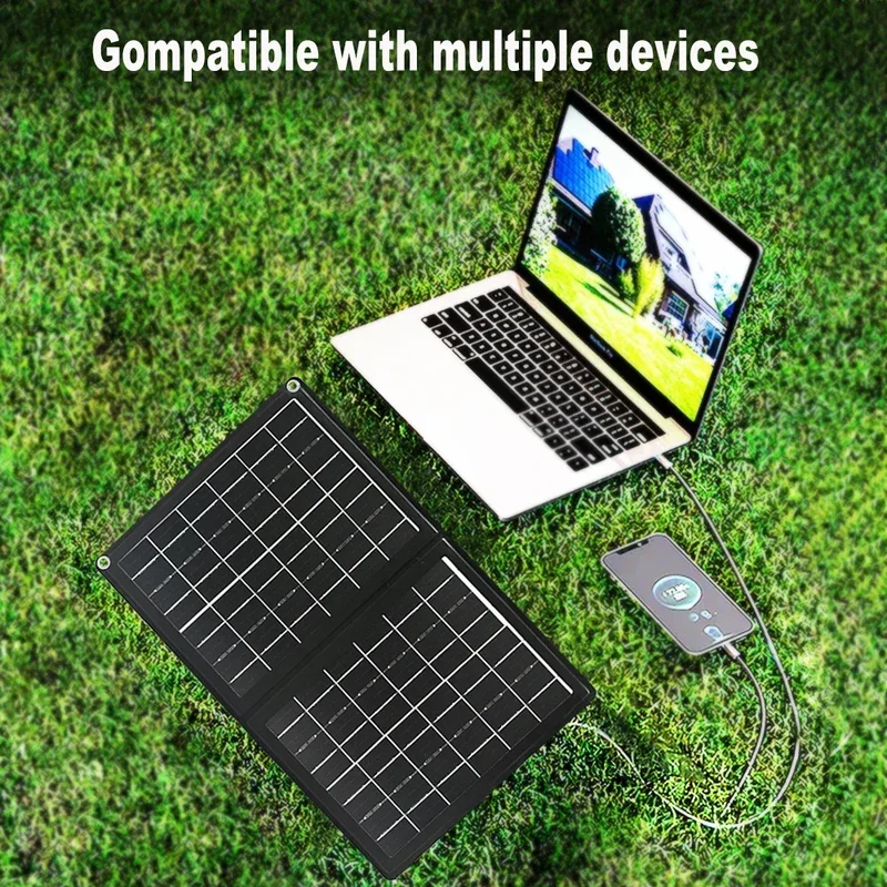 Practical Solar Panel Foldable Power Bank SOECOPO 40W Portable Charge Phone Outdoor Activities USB + Type - C 5V/2.4A Camping