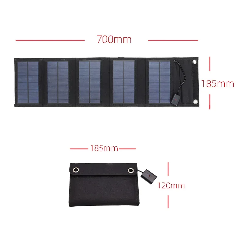 70/40W Foldable Solar Panel 5V USB Portable Battery Charger for Cell Phone Outdoor Waterproof Power Bank for Camping Accessories