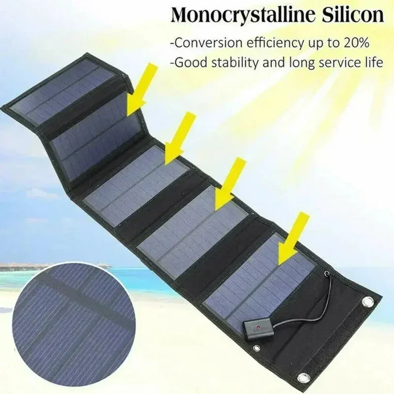 70/40W Foldable Solar Panel 5V USB Portable Battery Charger for Cell Phone Outdoor Waterproof Power Bank for Camping Accessories