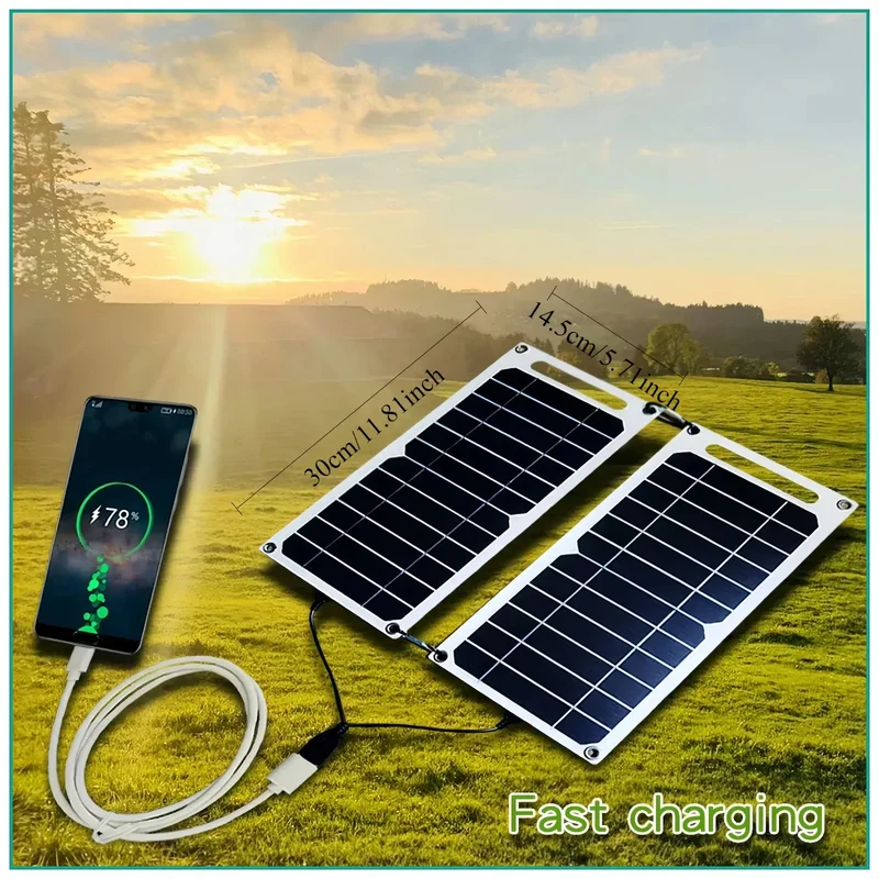 5W 35W 6.8V Portable Waterproof Solar Panel USB Charger for Camping Hiking Phone Battery Bank Mobile Charging
