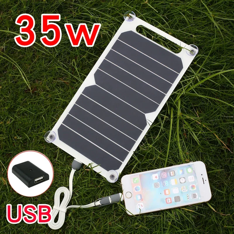 5W 35W 6.8V Portable Waterproof Solar Panel USB Charger for Camping Hiking Phone Battery Bank Mobile Charging