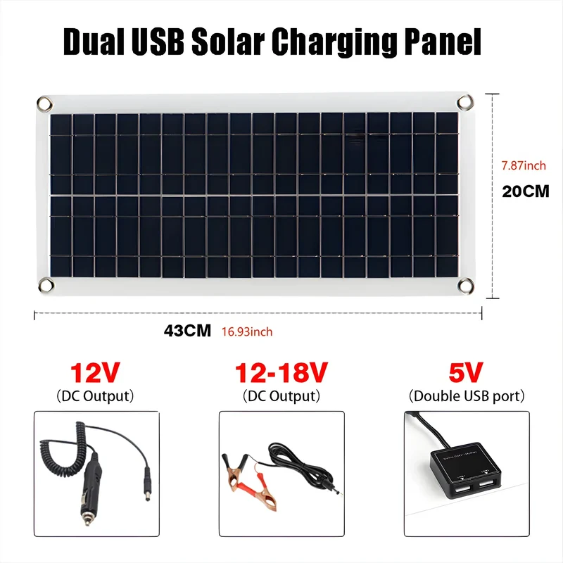 40W Solar Panel 12V/18V Solar Cell 10A-100A Controller Solar Plate Kit For Phone RV Car Caravan Home Camping Outdoor Battery
