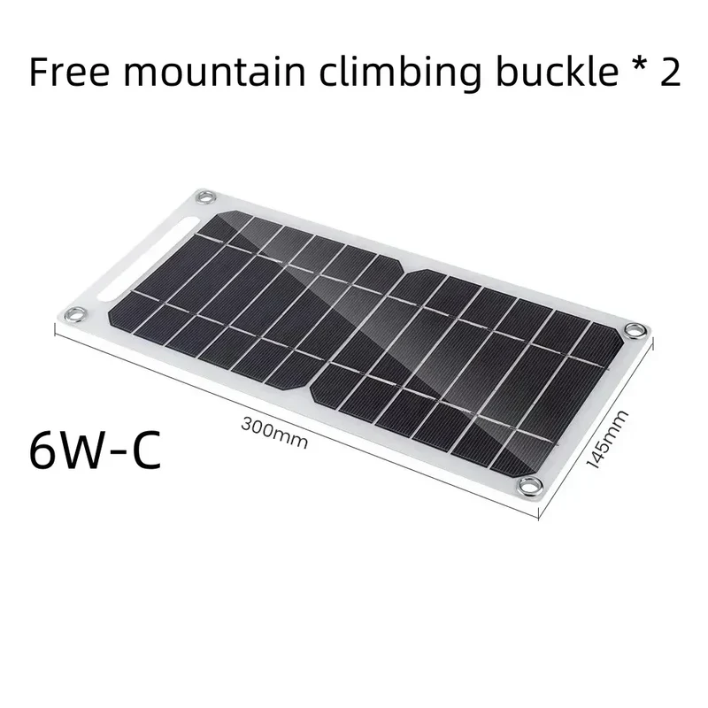 6W USB Solar Charger Portable Waterproof Panel For Outdoor Camping Hiking Mobile Phone Power Bank Charging