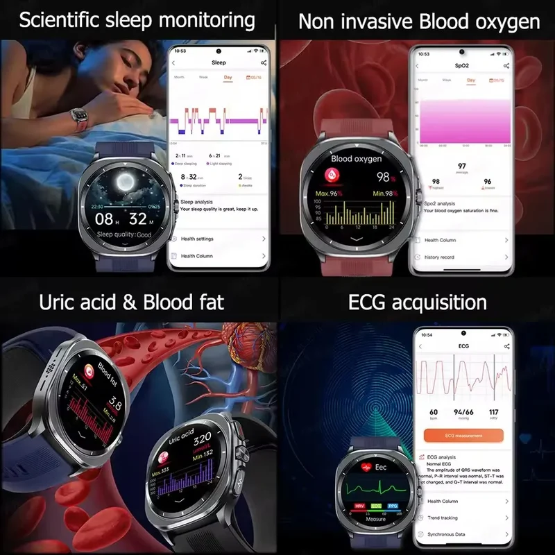 Airbag measurement Smart Watch Men ECG Air Pump Blood Pressure Blood Oxygen BT Call NFC SmartWatch For Man Android iOS upgrade