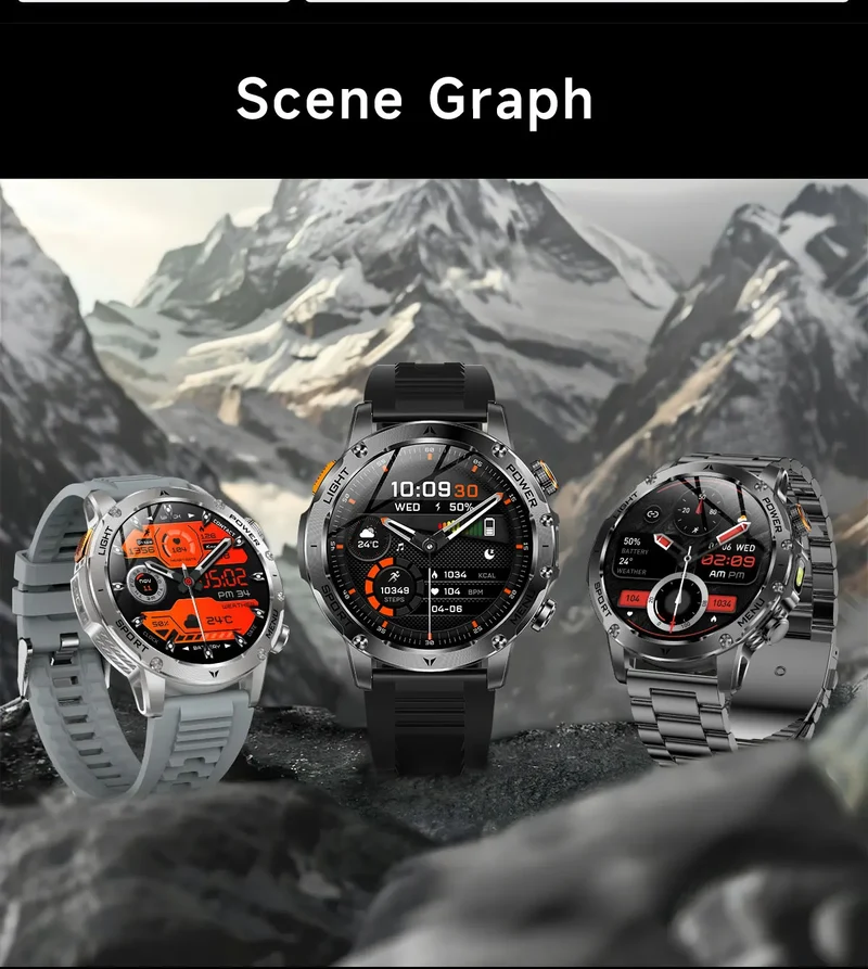 1.7" Large Screen Bluetooth Call Smart Watch Men‘s Sports Outdoor Flashlight 1000mAh Health Monitor Smartwatch for Man Male IP6