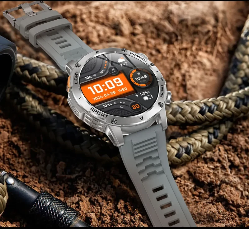 1.7" Large Screen Bluetooth Call Smart Watch Men‘s Sports Outdoor Flashlight 1000mAh Health Monitor Smartwatch for Man Male IP6