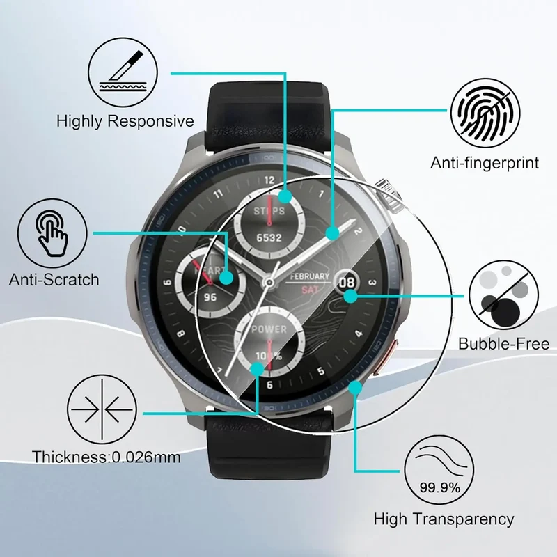 9H Tempered Glass for Amazfit Balance 2 Premium Screen Protector HD Clear Anti-scratch Protective Film for Amazfit Balance2